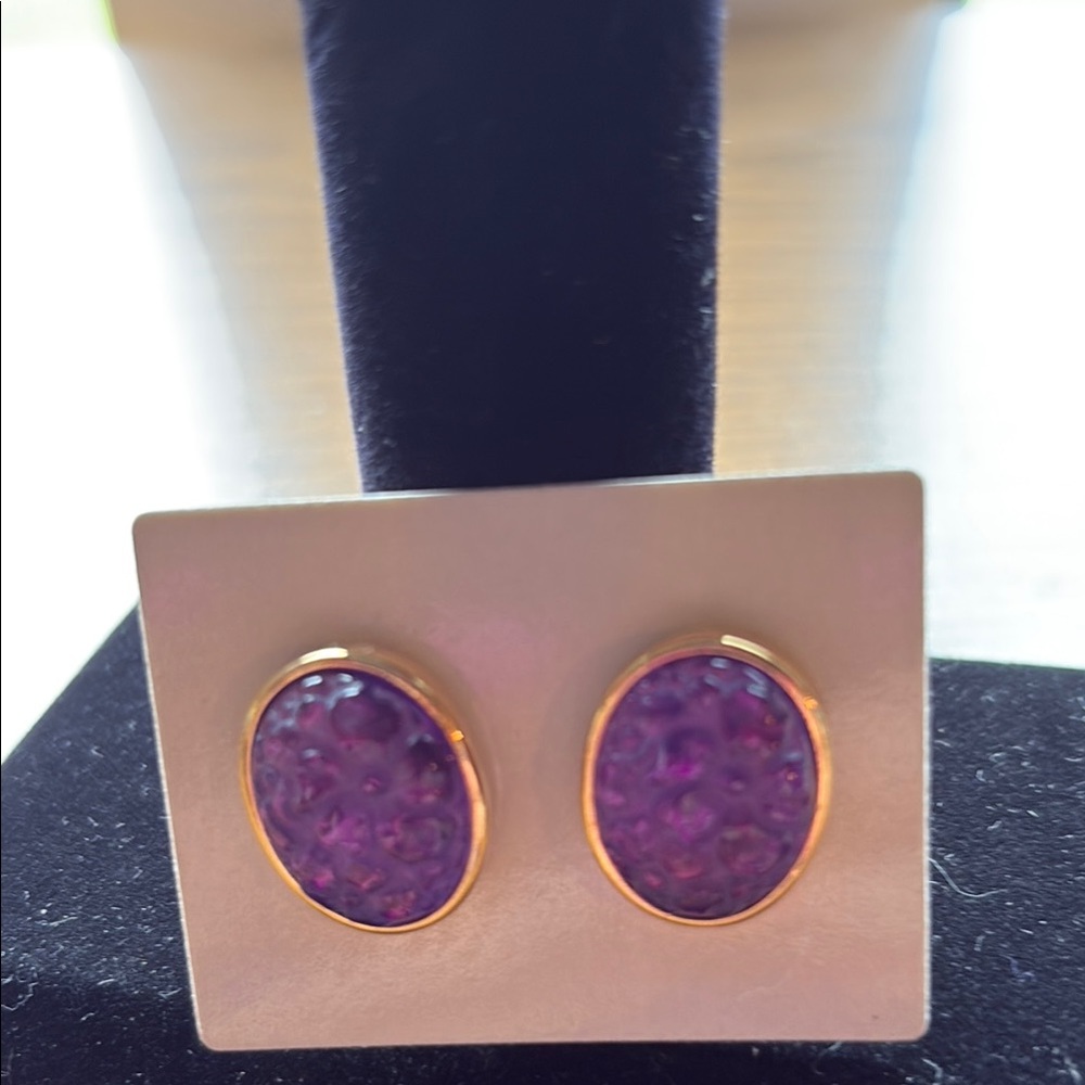 Elegant Purple and Gold Stud Earrings